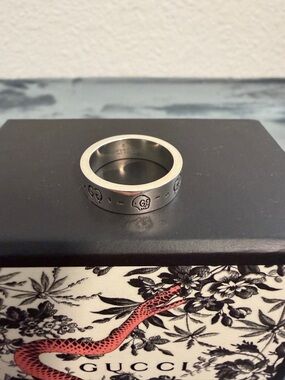 Brand New Gucci Ghost Sterling Silver 925 Ring Size 19 (US 8.75)